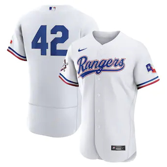 mens nike jackie robinson white texas rangers authentic pla